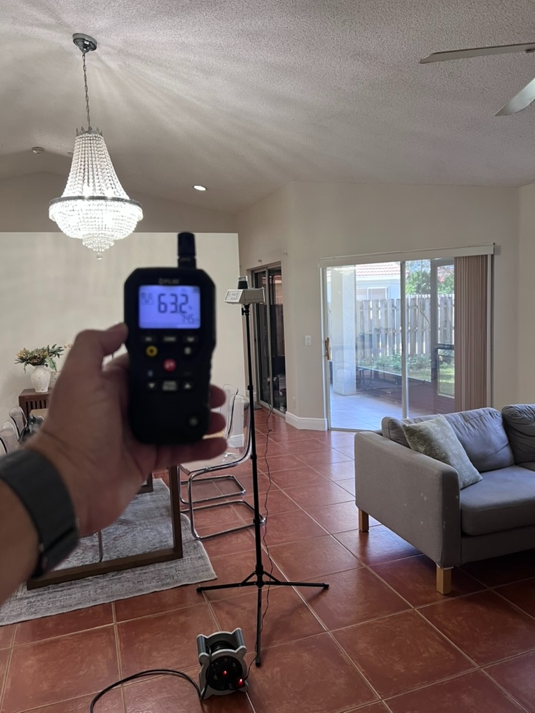 Indoor air quality sampling equipment set up inside a property